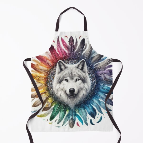 Item preview, WILD WOLF WITH FEATHERS, SHAMANIC DESIGN designed and sold by GingerWolfArt.