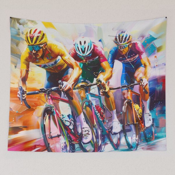 Item preview, Abstract depiction cyclists racing vibrant colours  Active Outdoors Inspired Art designed and sold by CDC40.