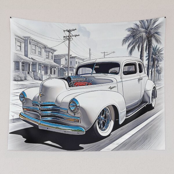 Item preview, White Chevrolet Classic Car designed and sold by PixelCraftDSG.