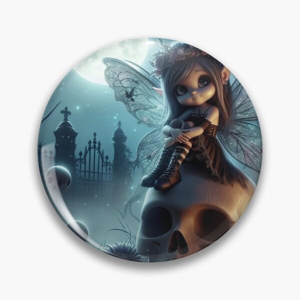 Item preview, a cute gothic fairy sitting on a skull in a graveyard 13 designed and sold by NightmareDream.