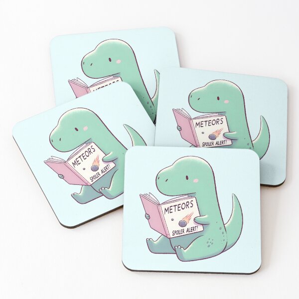 Item preview, Funny cute cartoon Dinosaur Reading Meteor Book Spoiler Alert  designed and sold by Unitepeople.