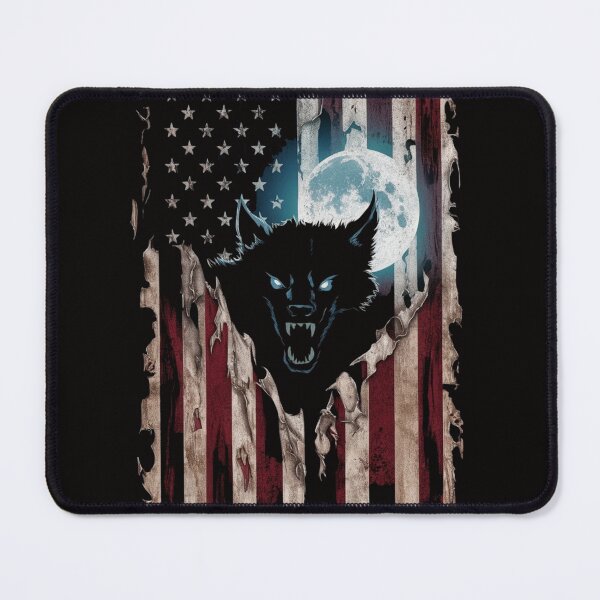 Item preview, Werewolf Ripping Through American Flag T-Shirt designed and sold by HOMEDESIGNPRINT.