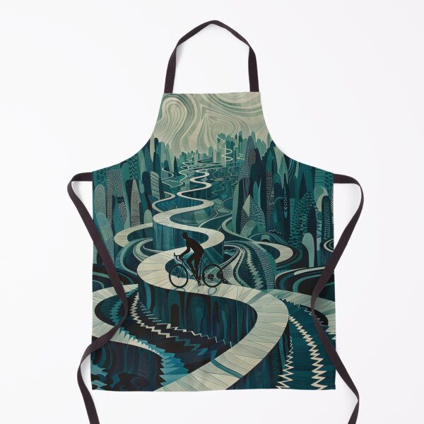 Item preview, Cyclist pedalling through a geometrically patterned landscape Active Outdoors Inspired Art designed and sold by CDC40.