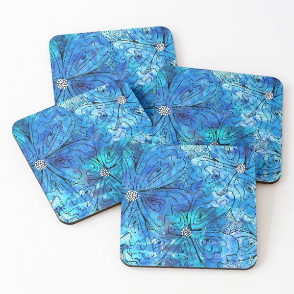 Item preview, Blue Wild Flowers Hand Drawn Floral Art designed and sold by Sharon Cummings Art.