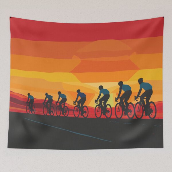 Item preview, Sunset gradient backdrop cyclists riding Active Outdoors Inspired Art designed and sold by CDC40.