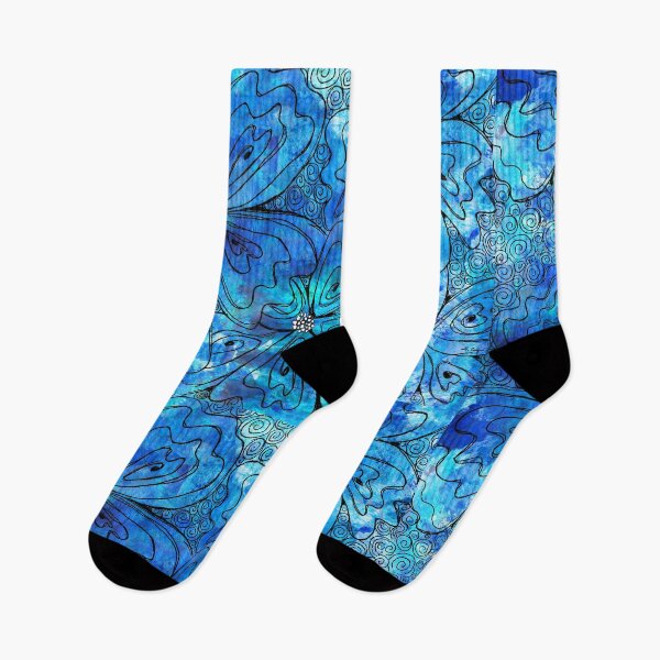 Item preview, Blue Wild Flowers Hand Drawn Floral Art designed and sold by Sharon Cummings Art.