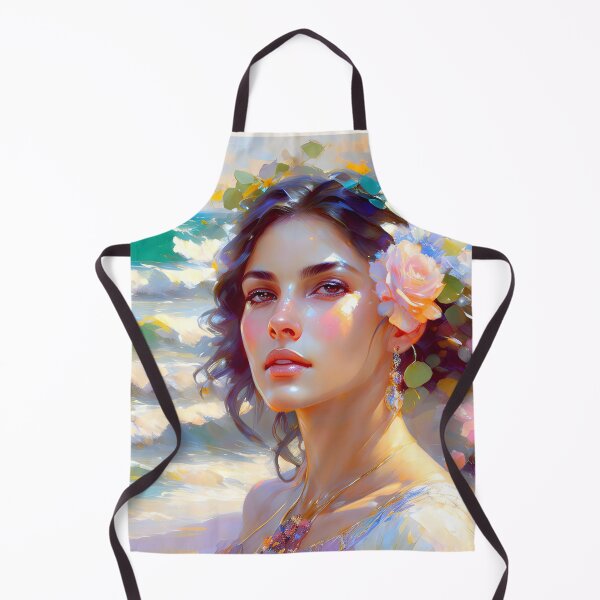 Item preview, Portrait of a Girl on the Seashore - Acrylic Painting Art Print designed and sold by lloreleya.