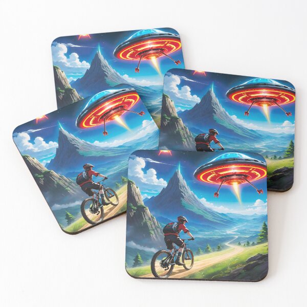 Item preview, Chased by the Unknown: MTB Rider Escaping UFO designed and sold by GrizzlyCollective.