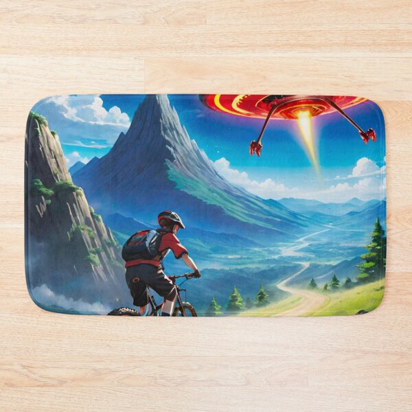 Item preview, Chased by the Unknown: MTB Rider Escaping UFO designed and sold by GrizzlyCollective.