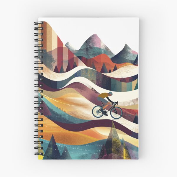 Item preview, Cyclist pedalling through a geometrically patterned landscape Active Outdoors Inspired Art designed and sold by CDC40.
