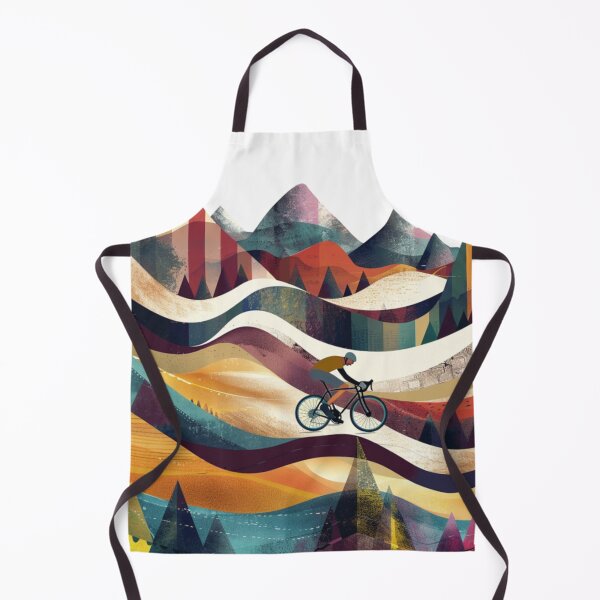 Item preview, Cyclist pedalling through a geometrically patterned landscape Active Outdoors Inspired Art designed and sold by CDC40.