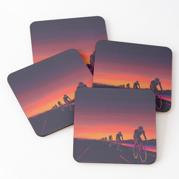 Item preview, Sunset gradient backdrop cyclists riding Active Outdoors Inspired Art designed and sold by CDC40.
