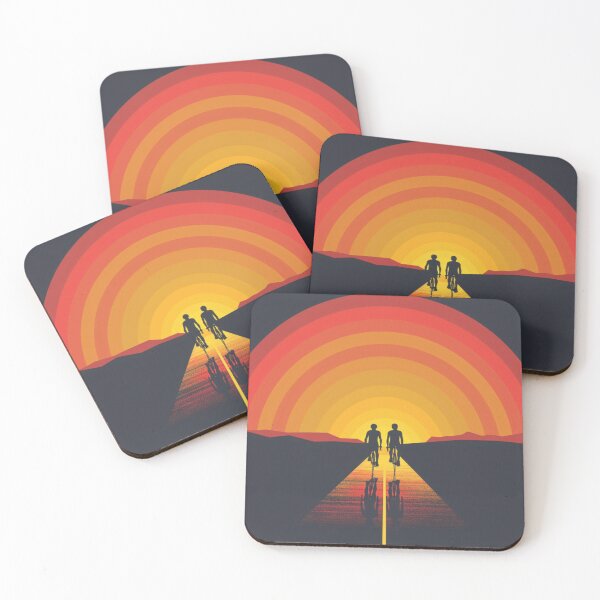 Item preview, Sunset gradient backdrop cyclists riding Active Outdoors Inspired Art designed and sold by CDC40.