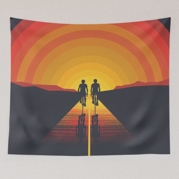 Item preview, Sunset gradient backdrop cyclists riding Active Outdoors Inspired Art designed and sold by CDC40.