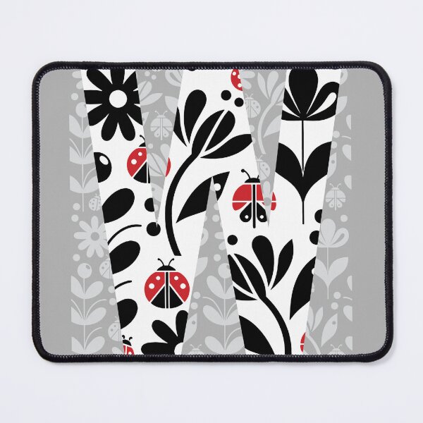 LADYBUG FLOWERS BLACK LETTER W Mouse Pad