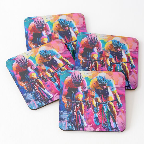 Item preview, Abstract depiction cyclists racing vibrant colours  Active Outdoors Inspired Art designed and sold by CDC40.