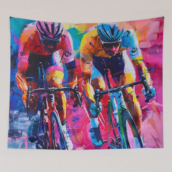 Item preview, Abstract depiction cyclists racing vibrant colours  Active Outdoors Inspired Art designed and sold by CDC40.