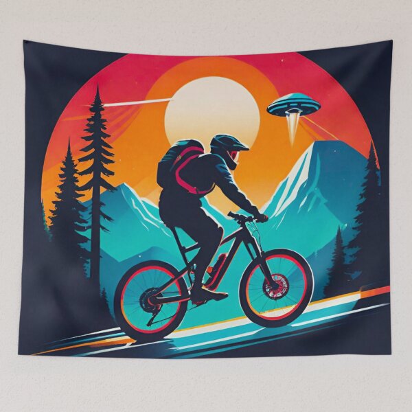 Item preview, Close Encounter: UFO Chasing MTB Rider designed and sold by GrizzlyCollective.