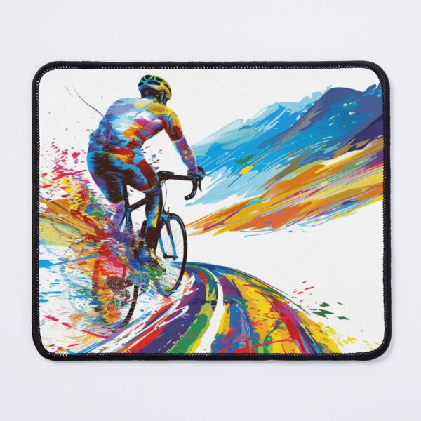 Item preview, Cyclist kicking splashes colour winding road Active Outdoors Inspired Art designed and sold by CDC40.