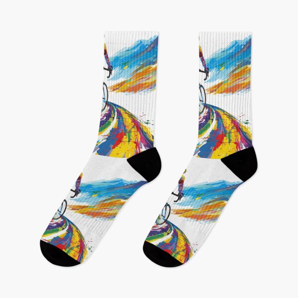 Item preview, Cyclist kicking splashes colour winding road Active Outdoors Inspired Art designed and sold by CDC40.