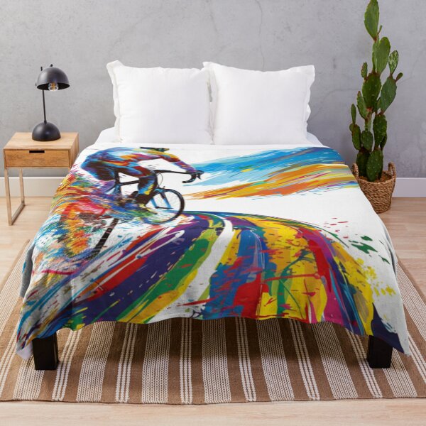 Item preview, Cyclist kicking splashes colour winding road Active Outdoors Inspired Art designed and sold by CDC40.