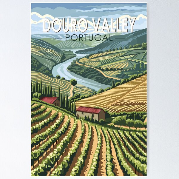 Item preview, Douro Valley Portugal Travel Art Vintage designed and sold by KrisSidDesigns.