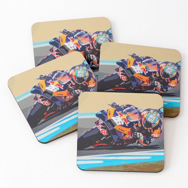 Item preview, Dani Pedrosa on his 2024 MotoGP motorcycle coming out of the corner watercolor designed and sold by Rodissimus1984.