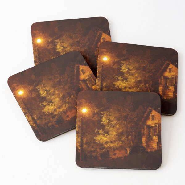 Item preview, Cabin in the Woods at Night in Oil Painting designed and sold by jrtwynam.