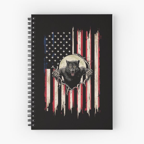 Item preview, American Flag Werewolf Breakthrough T-Shirt - Patriotic Wild Animal Graphic Tee designed and sold by HOMEDESIGNPRINT.
