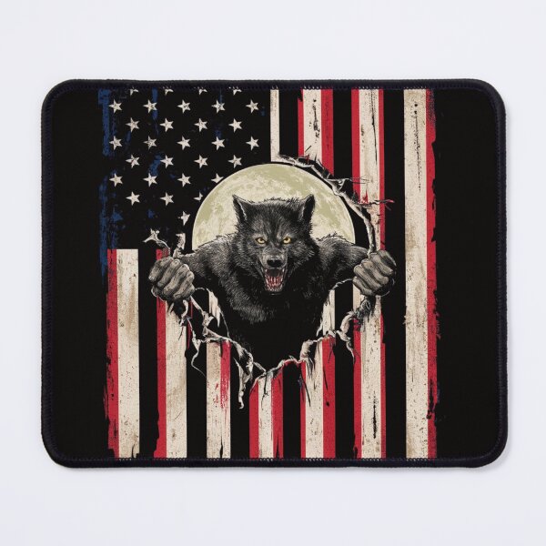 Item preview, American Flag Werewolf Breakthrough T-Shirt - Patriotic Wild Animal Graphic Tee designed and sold by HOMEDESIGNPRINT.