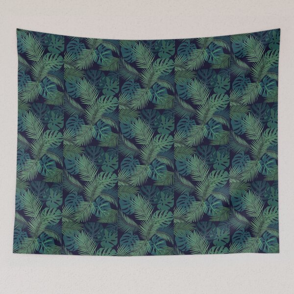 Item preview, modern tropical dark palm leaf pattern navy  designed and sold by cheekylorns.