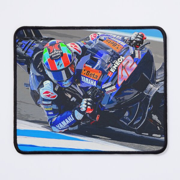 Item preview, Alex Rins on his 2024 MotoGP motorcycle coming out of the corner 3 watercolor designed and sold by Rodissimus1984.