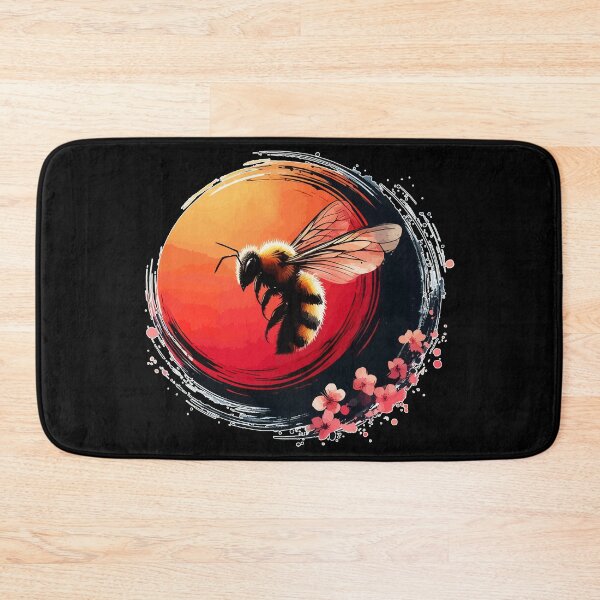 Item preview, Bee And Cherry Blossom Flowers Sumie Enso designed and sold by TomFrontierArt.