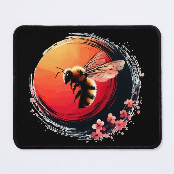 Item preview, Bee And Cherry Blossom Flowers Sumie Enso designed and sold by TomFrontierArt.