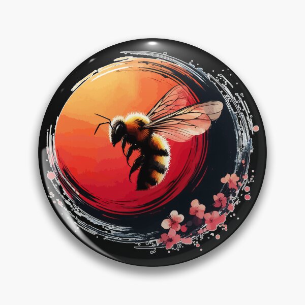 Item preview, Bee And Cherry Blossom Flowers Sumie Enso designed and sold by TomFrontierArt.