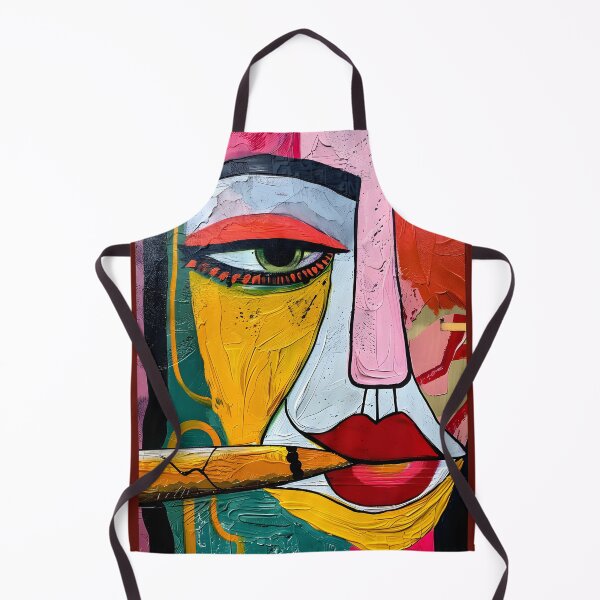 Item preview, Ruby Reverie- Woman with Red Lips in Vivid Abstract Contemplation and Exaggerated Facial Expressions designed and sold by OlfactoART Studio.