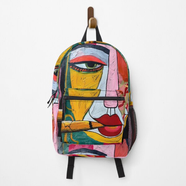 Item preview, Ruby Reverie- Woman with Red Lips in Vivid Abstract Contemplation and Exaggerated Facial Expressions designed and sold by OlfactoART Studio.