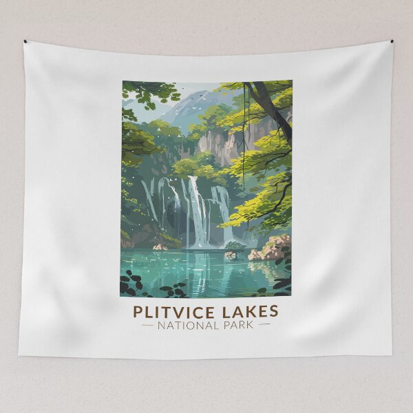 Item preview, Plitvice Lakes National Park Travel Art Vintage designed and sold by KrisSidDesigns.
