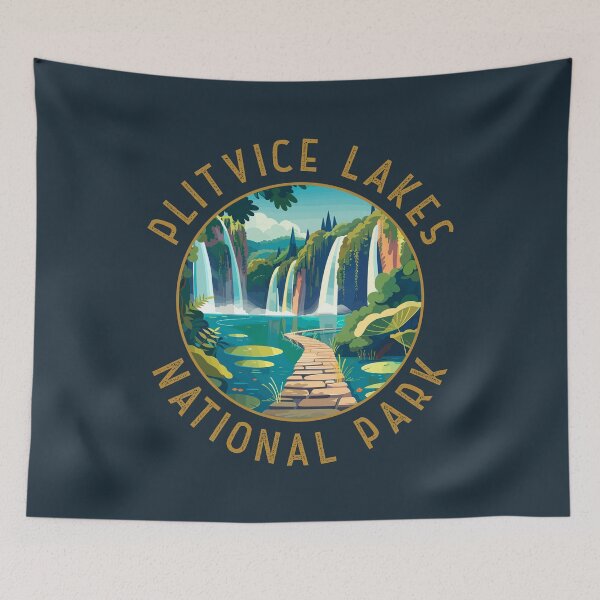 Item preview, Plitvice Lakes National Park Croatia Retro Distressed Circle designed and sold by KrisSidDesigns.