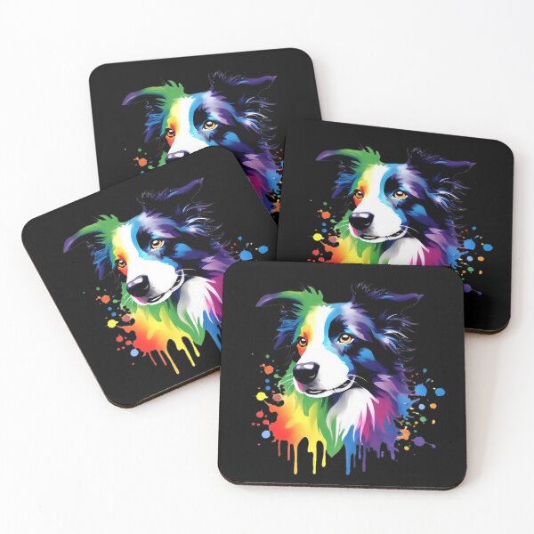 Item preview, Vibrant Rainbow Border Collie Dog Lover Art designed and sold by kakarikihill.