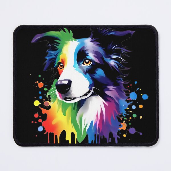 Item preview, Vibrant Rainbow Border Collie Dog Lover Art designed and sold by kakarikihill.