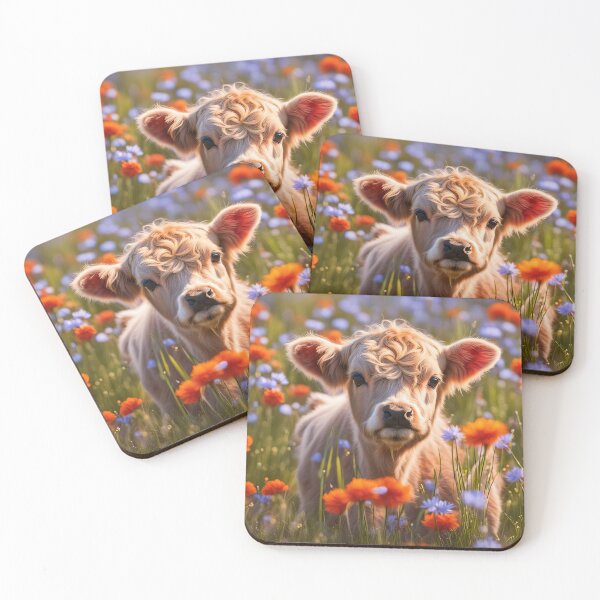 Item preview, Darling Highland Calf in a Flower Field designed and sold by Stephanie Laird.