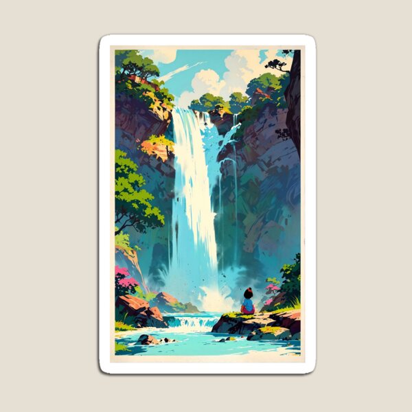 Item preview, Majestic Waterfall Retreat: A Solitary Moment of Wonder designed and sold by ArtComixHaven.