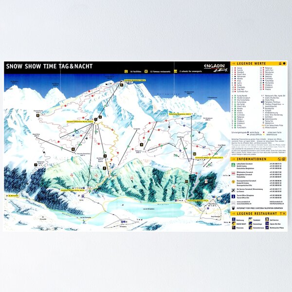 Item preview, St. Moritz Corvatsch Ski Area Map with Piste Names designed and sold by fungus50.