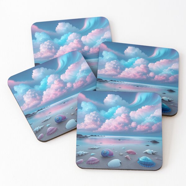 Item preview, "Seashore Serenity: Cotton Candy Skies and Sky Blue Shells" designed and sold by MindVibe.
