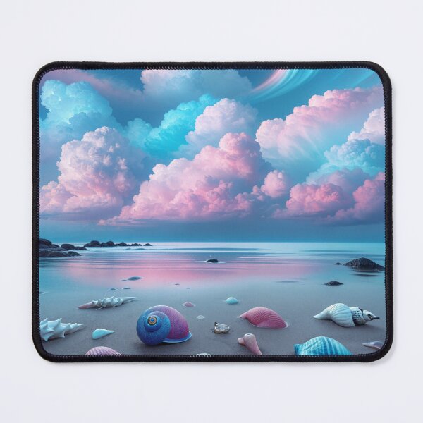 Item preview, "Seashore Serenity: Cotton Candy Skies and Sky Blue Shells" designed and sold by MindVibe.
