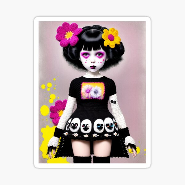 Artikel-Vorschau von Gothic Geisterstrickmädchen mit Blumen, designt und verkauft von violetheavensky.