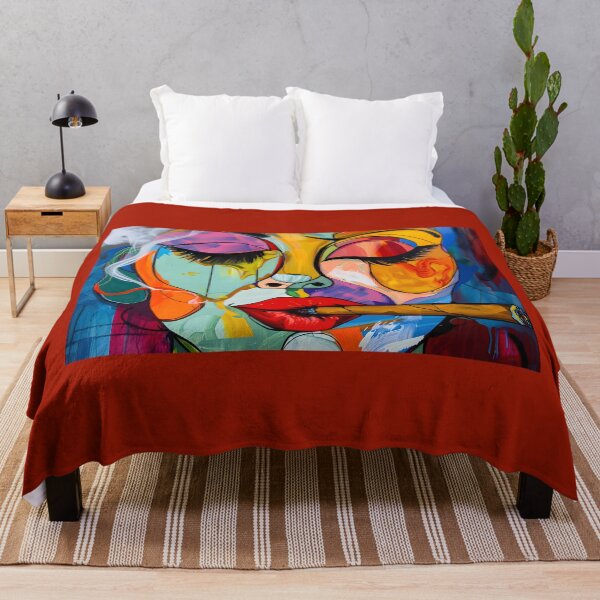 Item preview, Bold Expression- Stylized Face with Smoking Cigar and Exaggerated Features in Vibrant Colors designed and sold by OlfactoART Studio.