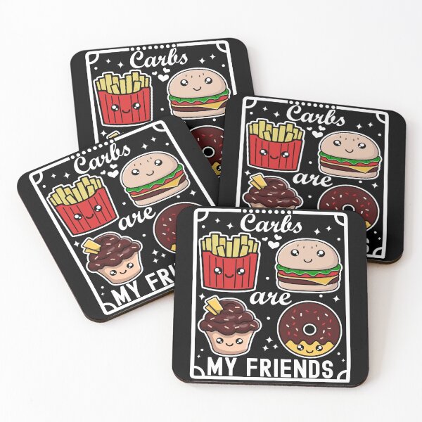 Item preview, Carbs Are My Friends | Cute Hamburger, Fries, Cupcake and Donut - Black designed and sold by PearlMoonGrapes.