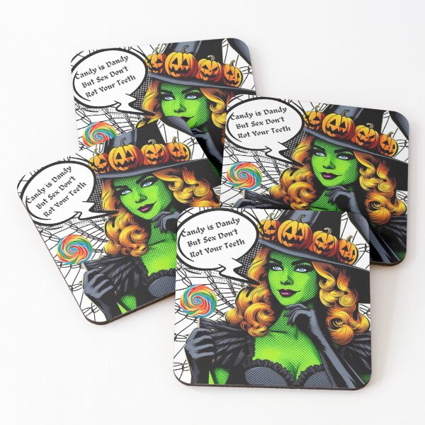 Item preview, Candy is Dandy But Sex Don't Rot Your Teeth Halloween Pop Art Whimsical Witch designed and sold by Wolvescreate.